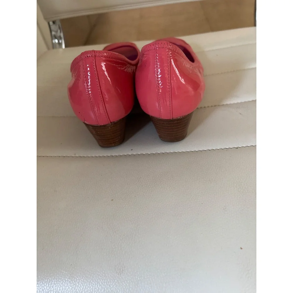 Cole Haan Nike Air Pink Patent Leather Peep Toe Wedge Pumps Womens 9